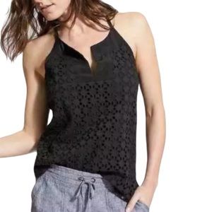 Athleta black lace medium tassel tank top